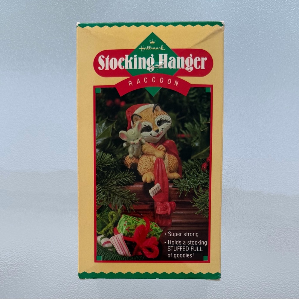 Hallmark Raccoon Christmas Stocking Hanger Vintage 1982
